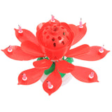 Beautiful Birthday Rotating Music Lotus Flower Candle Red