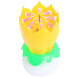 Beautiful Birthday Rotating Music Lotus Flower Candle