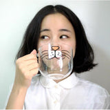 The Original Cat Face Beard Mug - Cute and Funny Glass Coffee Mug