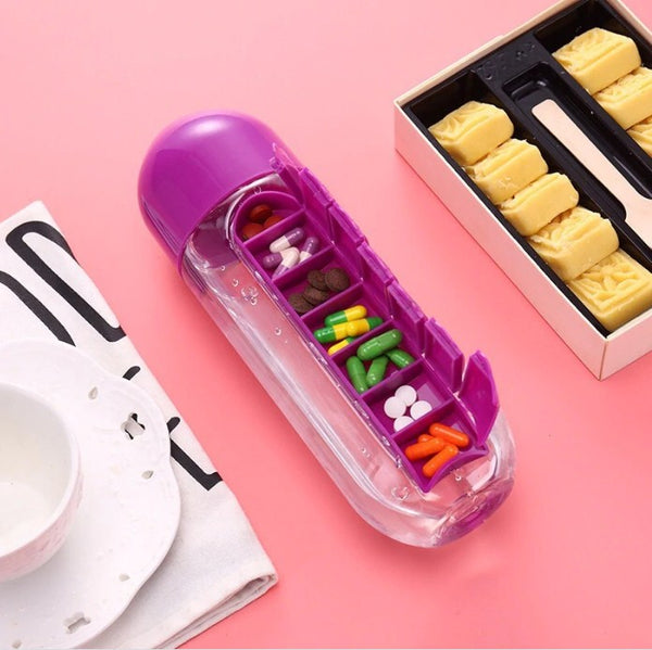 Water Bottle With Pill Box Organizer - Goodie Gift Shop