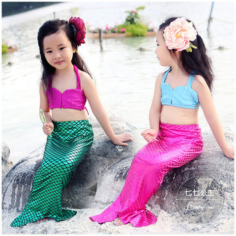 Baby Girls Little Mermaid Tail Costume Bikini Set Swimwear