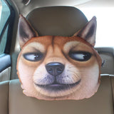 3D Dog Printed Headrest Car Cushion