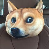 3D Dog Printed Headrest Car Cushion